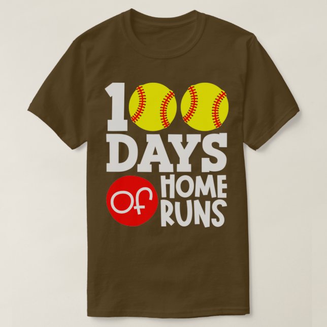 Camiseta 100 Días De Hogar Escuela De Béisbol De Softball (Diseño del anverso)