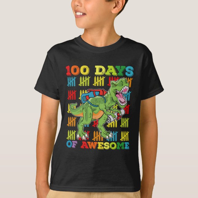Camiseta 100 días de impresionante escuela T Rex Dinosaur (Anverso)