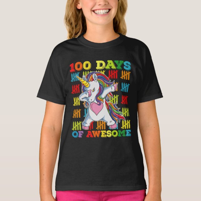 Camiseta 100 días de impresionante Unicornio (Anverso)
