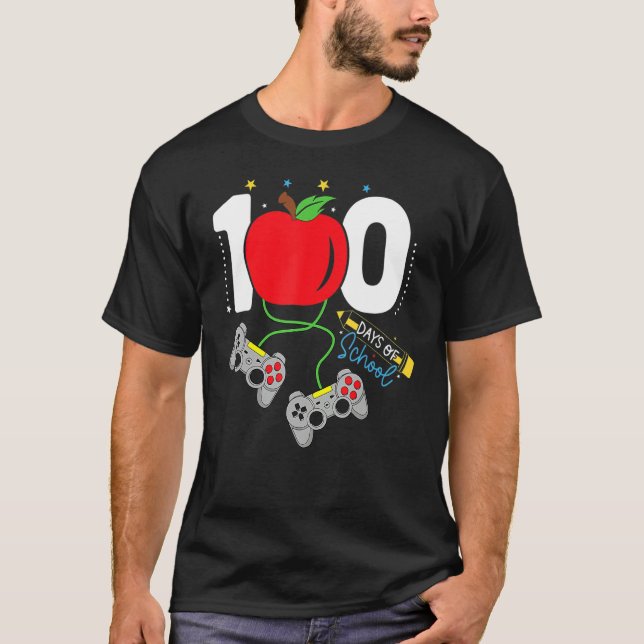 Camiseta 100 días de juegos de video escolares de juegos de (Anverso)