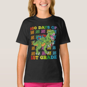 Camiseta 100 Días De La Escuela De Dinosaurio De Primer Gra