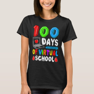 Camiseta 100 Días De La Escuela Virtual Divertido Cien Días