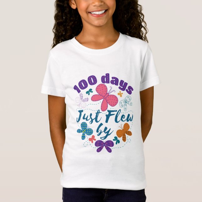 Camiseta 100 días de la mariposa en la escuela 100 días (Anverso)