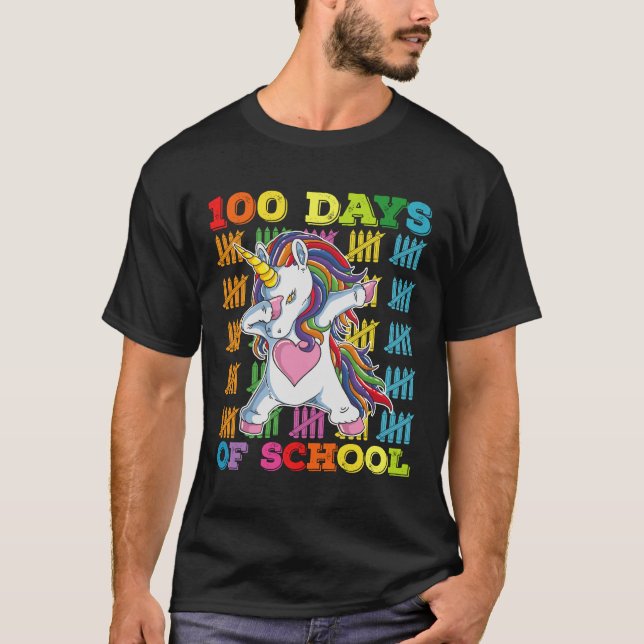 Camiseta 100 Días De Maestra De Unicornio Escolar (Anverso)