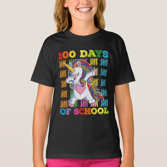 Camiseta 100 Días De Maestra De Unicornio Escolar (Anverso)