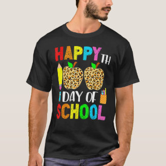 Camiseta 100 Días De Maestra Y Estudiante De Leopardo En La