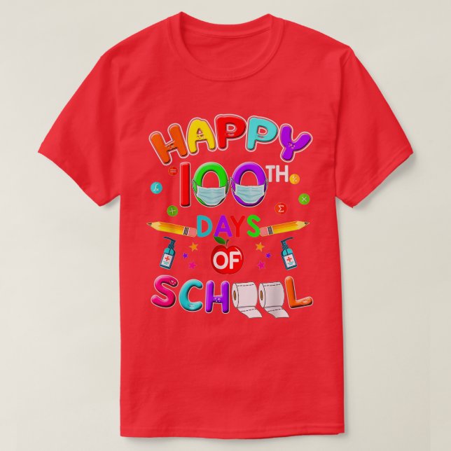 Camiseta 100 Días De Maestra Y Estudiante De Máscara Escola (Diseño del anverso)