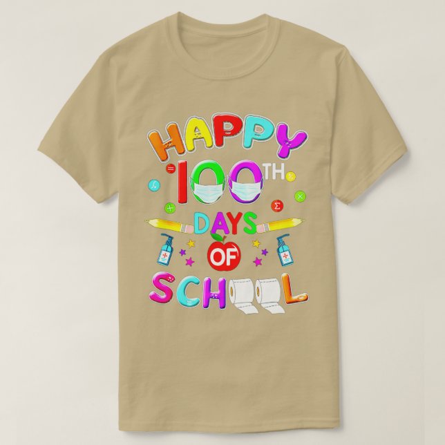 Camiseta 100 Días De Maestra Y Estudiante De Máscara Escola (Diseño del anverso)