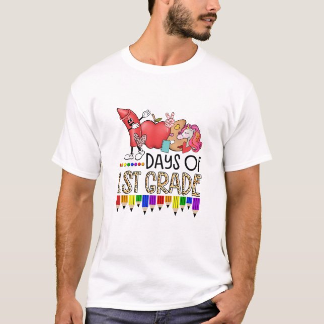 Camiseta 100 días de maestro de primer grado  (Anverso)