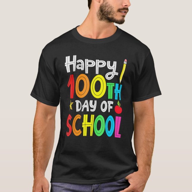 Camiseta 100 días de maestros de escuela niños niño feliz 1 (Anverso)