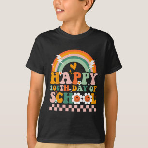 Camiseta 100 Días De Maestros Retro Groovy 100