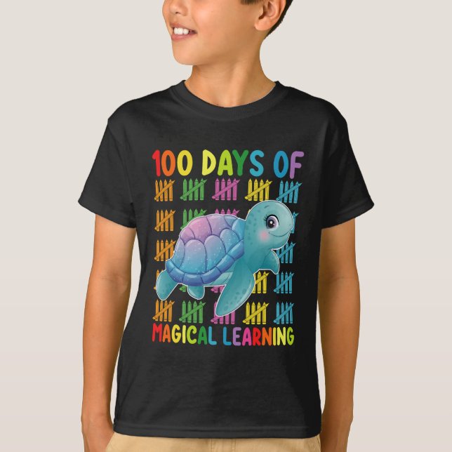 Camiseta 100 Días De Magical Learning Turtle School (Anverso)