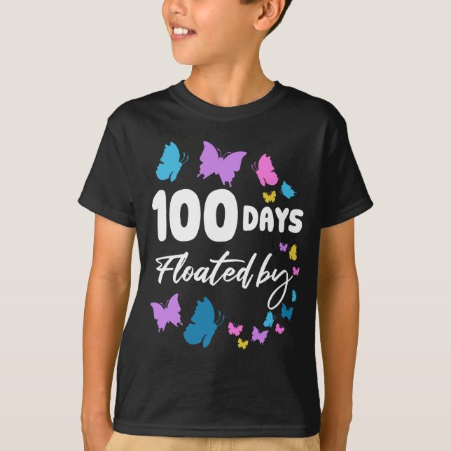 Camiseta 100 días de mariposa escolar flotada por cuta (Anverso)