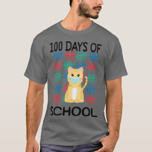 Camiseta 100 Días De Máscara De Cara De Gato Escolar