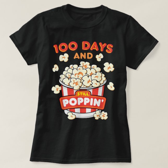Camiseta 100 días de mazorca de palomitas felices 100 días  (Diseño del anverso)