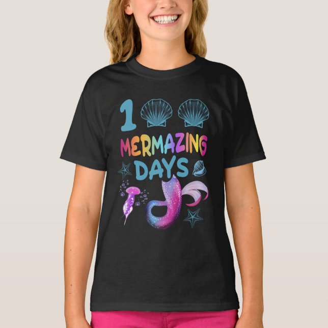 Camiseta 100 días de merma Chica de sirena feliz (Anverso)
