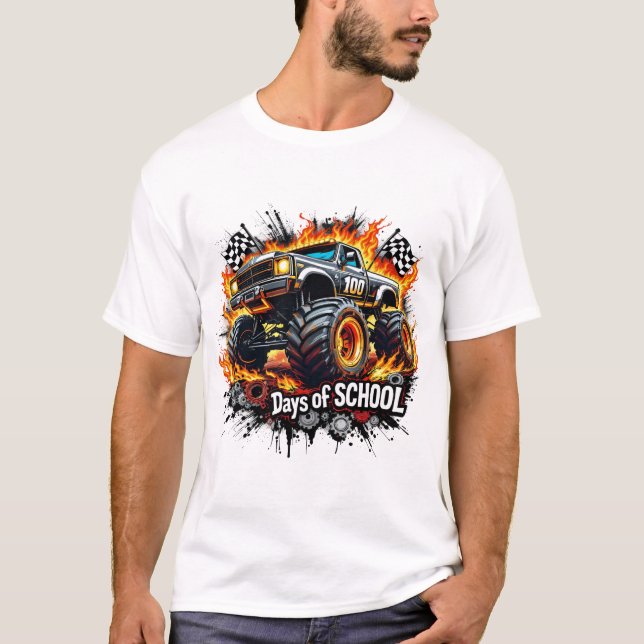 Camiseta 100 días de monstruo escolar 100 días de Scho (Anverso)