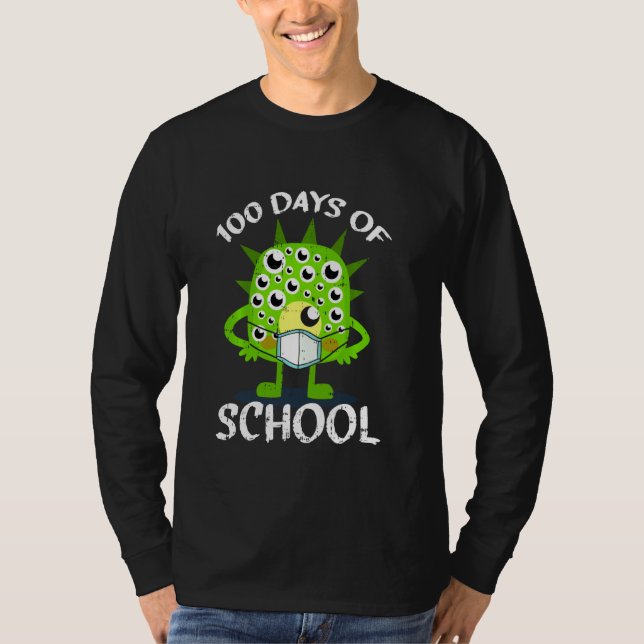 Camiseta 100 Días De Monstruo Escolar Enfrentado Estudiante (Anverso)