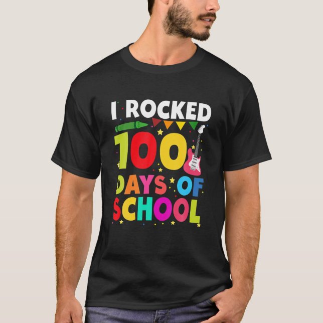 Camiseta 100 Días De Música De Guitarra Escolar 100 (Anverso)
