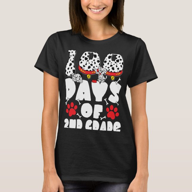 Camiseta 100 días de niños de 2º grado de perro dálmata 100 (Anverso)