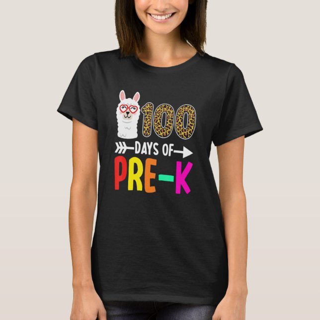 Camiseta 100 Días De Niños PreK Llama 100º Día De La Escuel (Anverso)