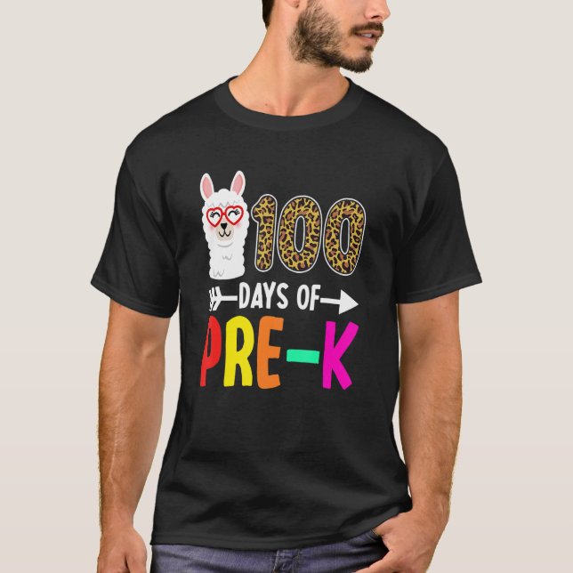 Camiseta 100 Días De Niños PreK Llama 100º Día De La Escuel (Anverso)