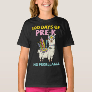 Camiseta 100 días de pre-K no Prob-Llama 100 días de escuel