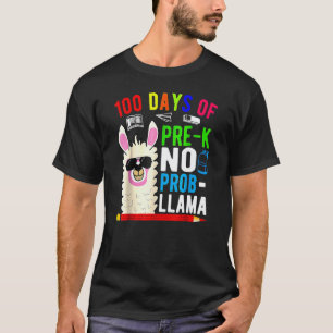 Camiseta 100 Días De Pre K Sin Prob Llama Maestro 100º Día 