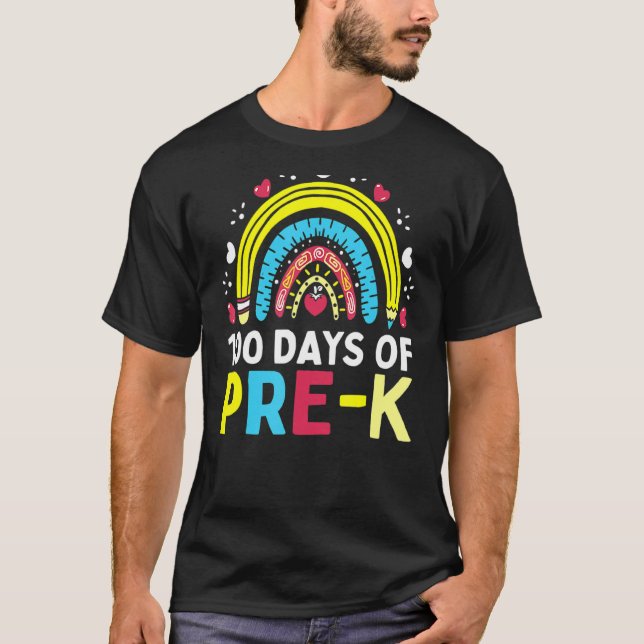 Camiseta 100 Días De Preescolar Feliz 100º Día De Enseñanza (Anverso)
