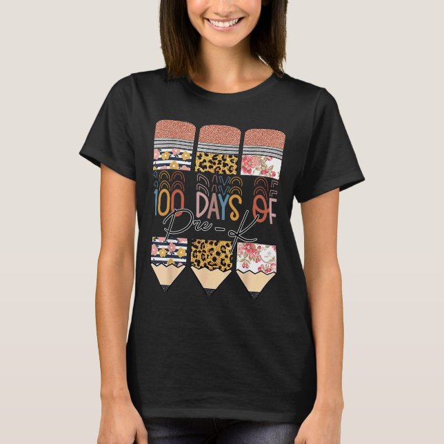 Camiseta 100 Días De Preescolar Feliz 100º Día De Enseñanza (Anverso)