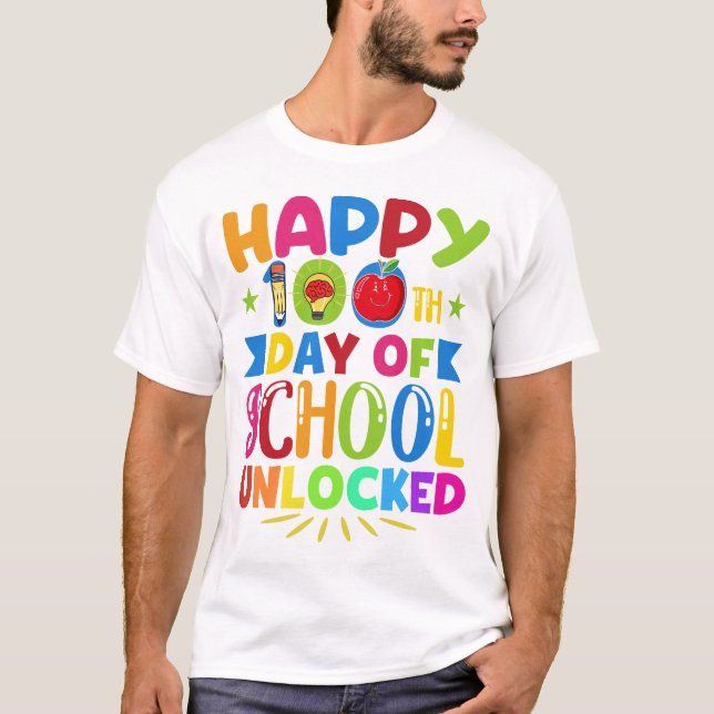 Camiseta 100 Días De Preescolar - Feliz 100° Día De La Escu (Anverso)