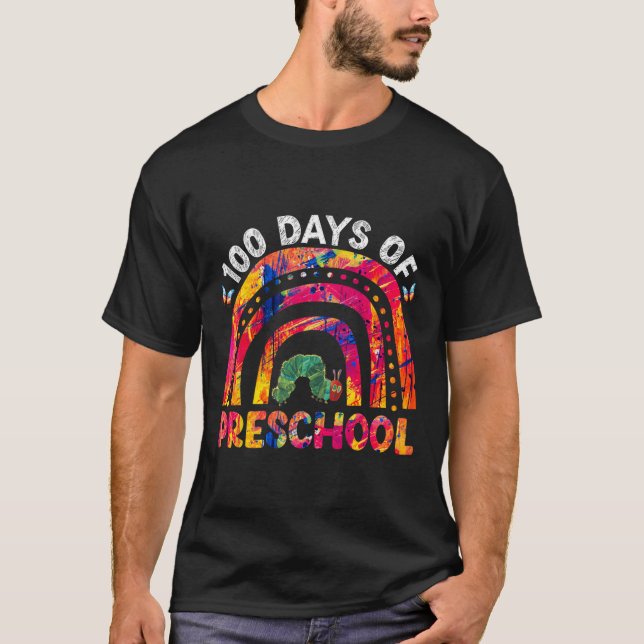 Camiseta 100 Días De Profesora De Gusano Arcoiris De Tejido (Anverso)