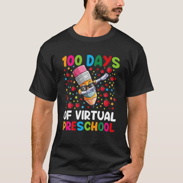 Camiseta 100 Días De Profesora O Estudiante Virtual De Pree (Anverso)