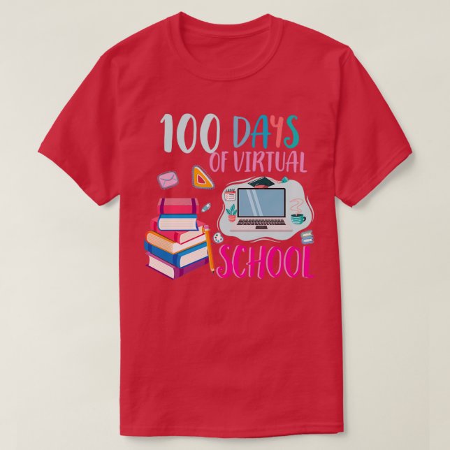 Camiseta 100 Días De Regalo Virtual Escolar O Estudiante (Diseño del anverso)