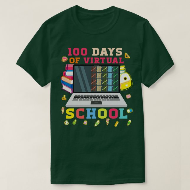 Camiseta 100 Días De Regalo Virtual Escolar O Estudiante (Diseño del anverso)