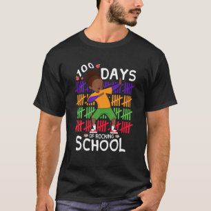 Camiseta 100 días de Rocking School niños afro Chicas negro