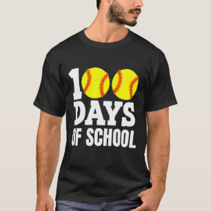 Camiseta 100 Días De Softbol Escolar 100 Días Más Inteligen