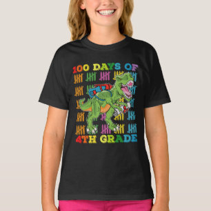 Camiseta 100 Días De T Rex Dinosaurio De Cuarto Grado Escue