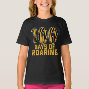 Camiseta 100 Días De Tigre Rugiente Divertido 100º Día Escu