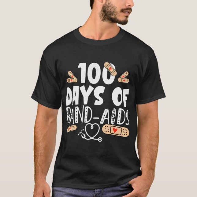 Camiseta 100 días de tiritas - Enfermero escolar 100 días d (Anverso)