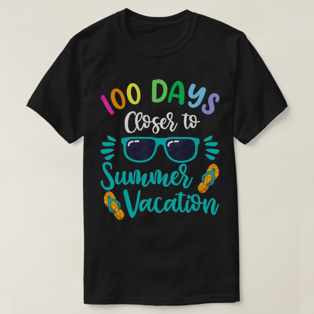 Camiseta 100 Días De Vacaciones Escolares De Niños En Veran (Diseño del anverso)