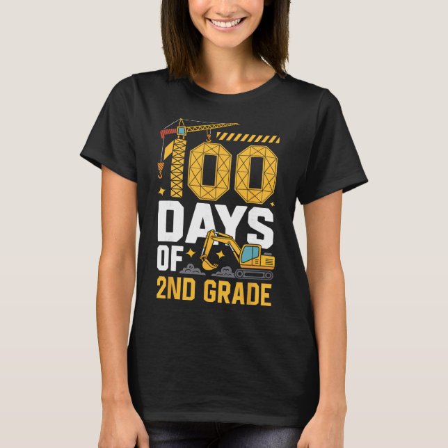 Camiseta 100 días de vehículo de construcción de 2do grado  (Anverso)