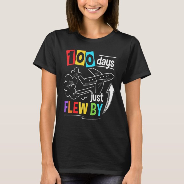 Camiseta 100 días de vuelo del avión escolar por 100 días (Anverso)