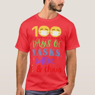 Camiseta 100 días del café máscaras amp Chaos Gracioso 100