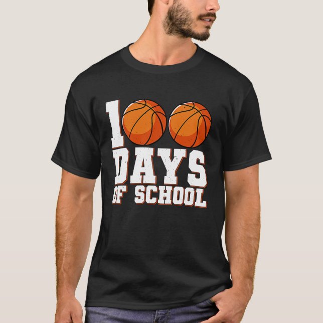 Camiseta 100 días del Día de la Escuela Niños del Baloncest (Anverso)