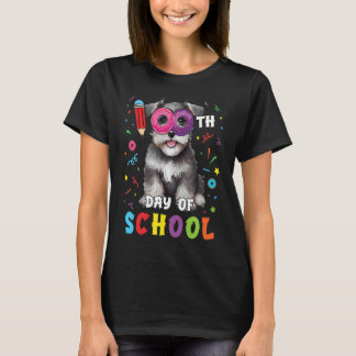 Camiseta 100 días del Día de la Escuela Schnauzer Dog Donut