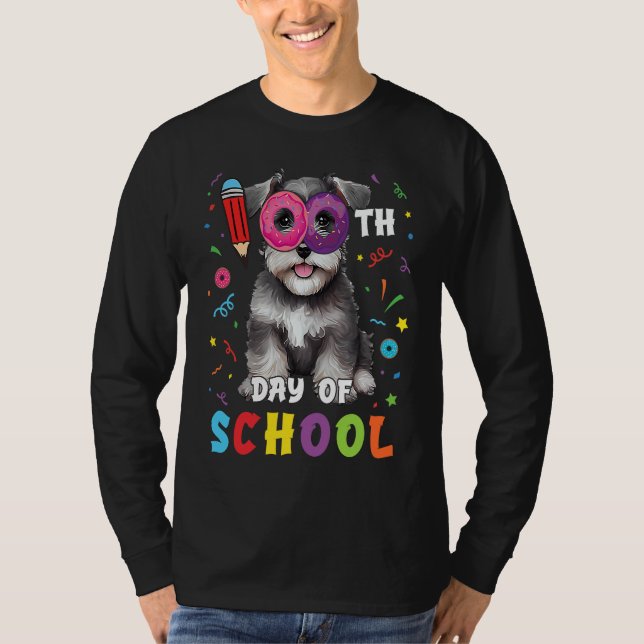 Camiseta 100 días del Día de la Escuela Schnauzer Dog Donut (Anverso)