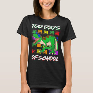 Camiseta 100 días del Día del Colegio Dino niños felices 10