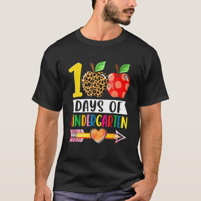 Camiseta 100 Días Del Leopardo Del Corazón De Los Niños (Anverso)