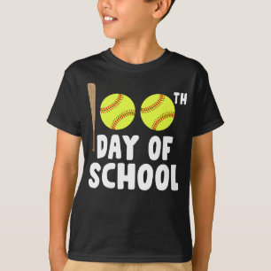 Camiseta 100 días del softball escolar divertido